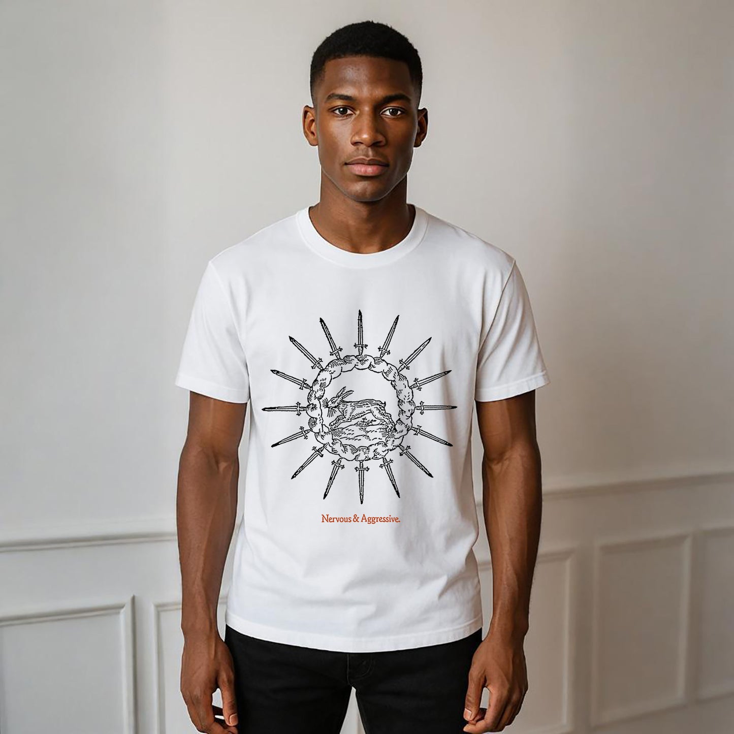 Nervous & Aggressive Neck Short-Sleeve T-Shirt Soft & Breathable