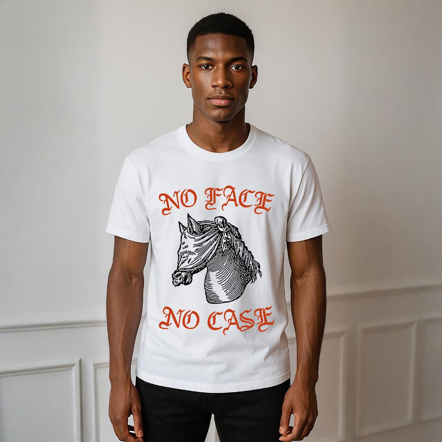No Face No Case Neck Short-Sleeve T-Shirt Soft & Breathable