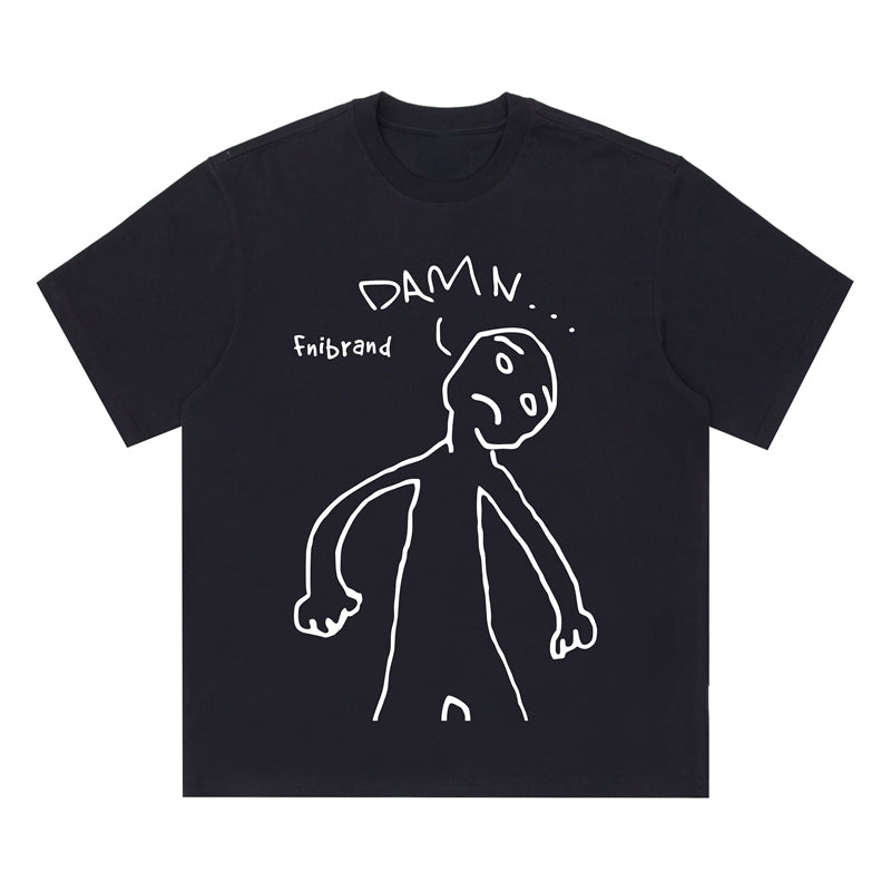 Cute Line Drawing Crew Neck Short-Sleeve T-Shirt Unisex
