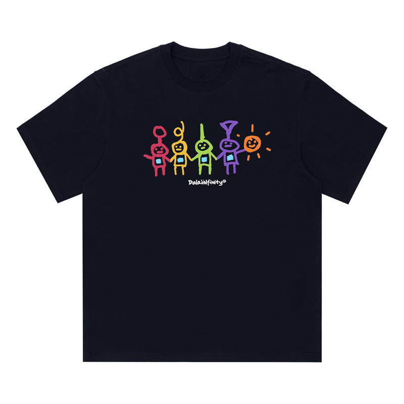Cute Line Drawing Crew Neck Short-Sleeve T-Shirt Unisex