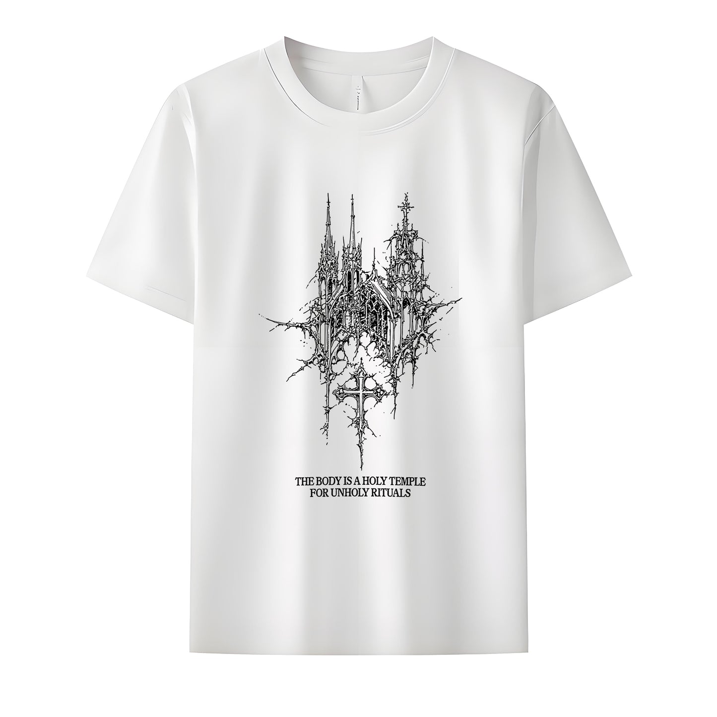 The Body Is A Holy Temple For Unholy Rituals Neck Short-Sleeve T-Shirt Soft & Breathable