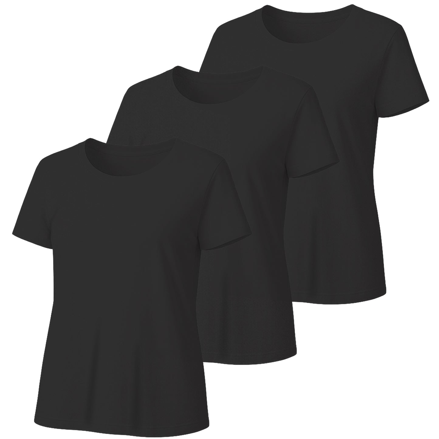 3 Pack Women's Short Sleeve Crew Neck T-Shirt Summer Tops