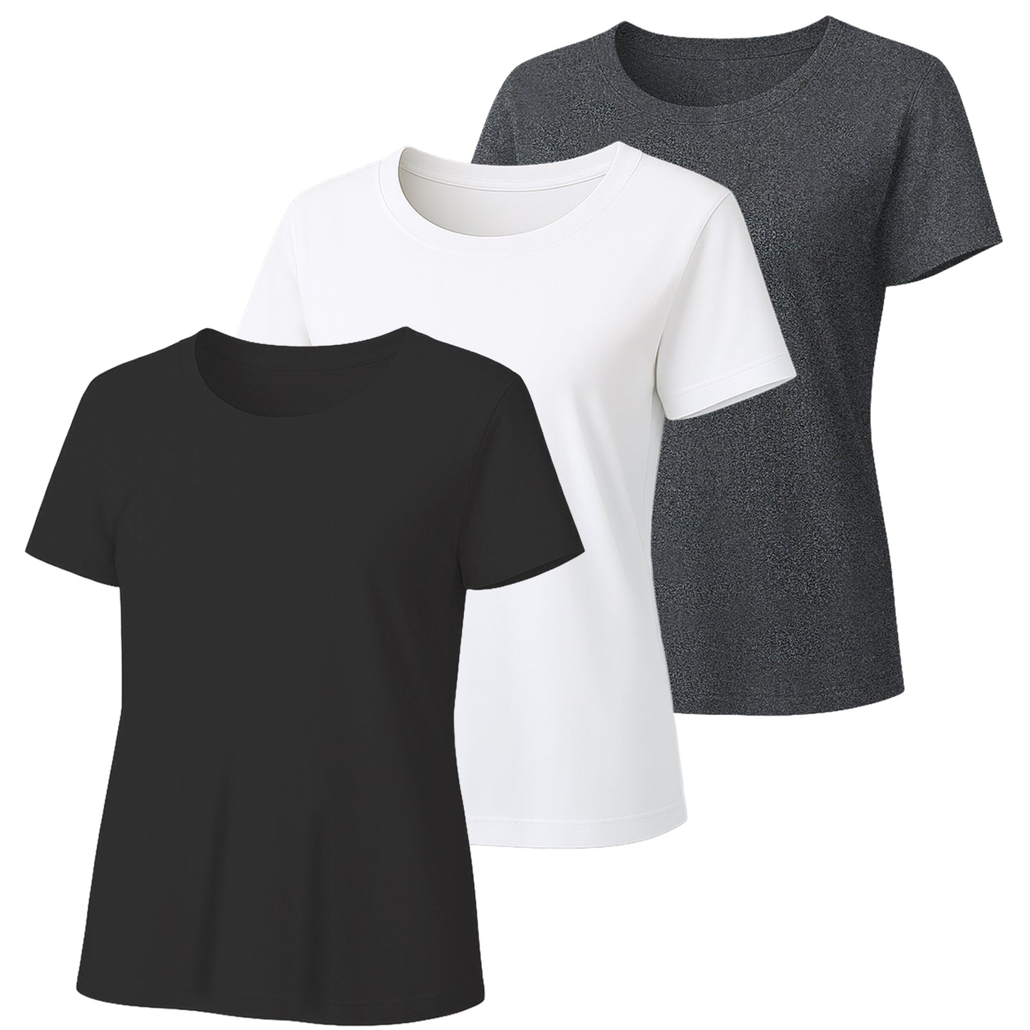3 Pack Women's Short Sleeve Crew Neck T-Shirt Summer Tops