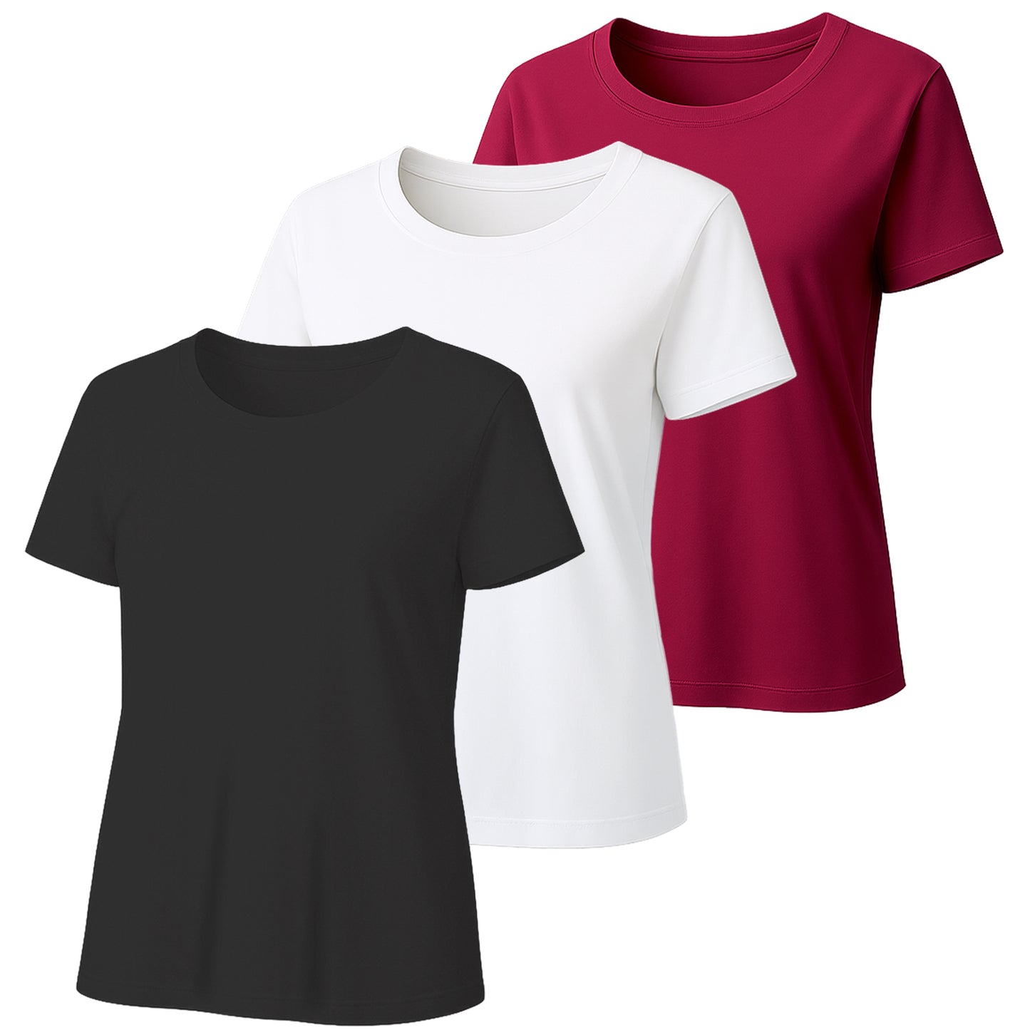 3 Pack Women's Short Sleeve Crew Neck T-Shirt Summer Tops