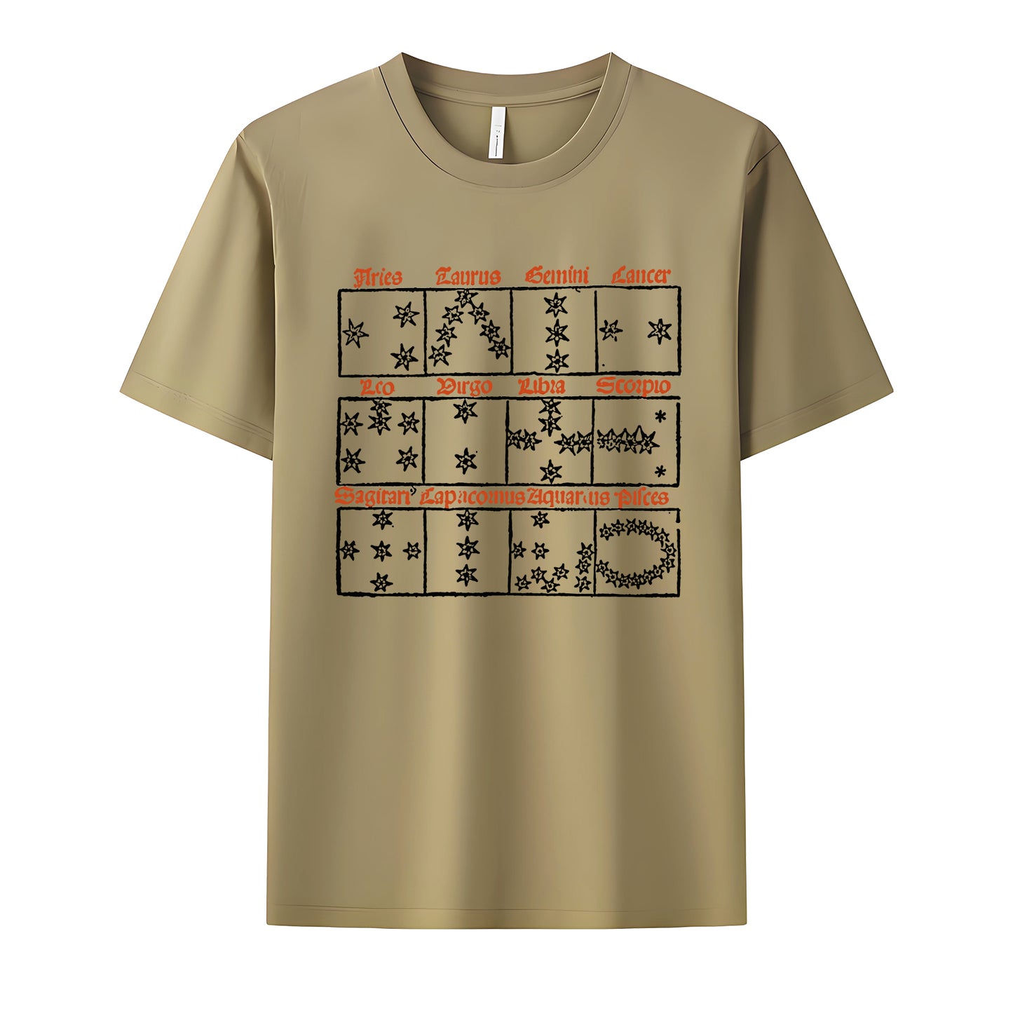 Zodiac Neck Short-Sleeve T-Shirt Soft & Breathable