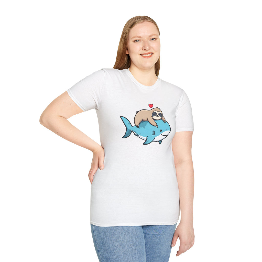 Cartoon Sloth and Shark Affection - Classic Fit