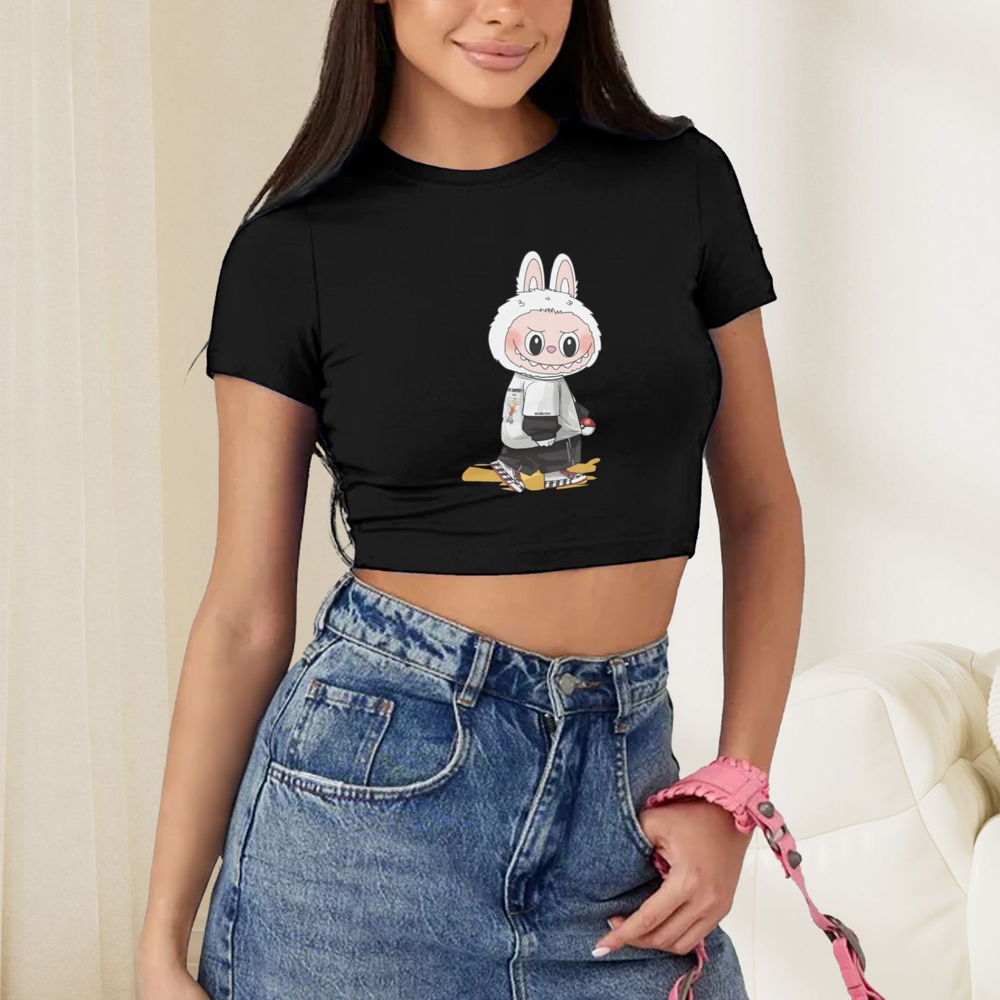 Funny Labubu The Monsters Crew Neck Short Sleeve T-Shirt For Labubu Lover Birthday Gifts