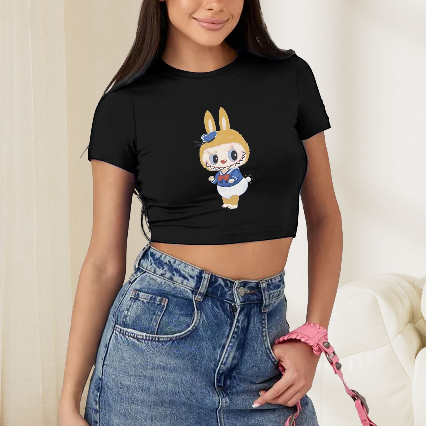 Funny Labubu The Monsters Crew Neck Short Sleeve T-Shirt For Labubu Lover Birthday Gifts