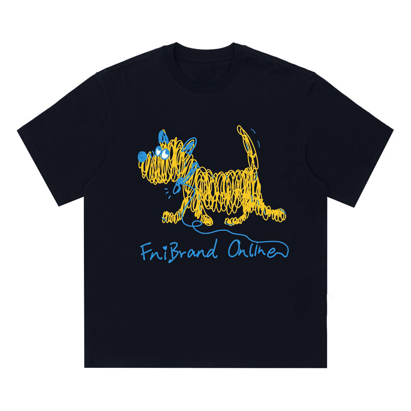 Cute Line Drawing Crew Neck Short-Sleeve T-Shirt Unisex