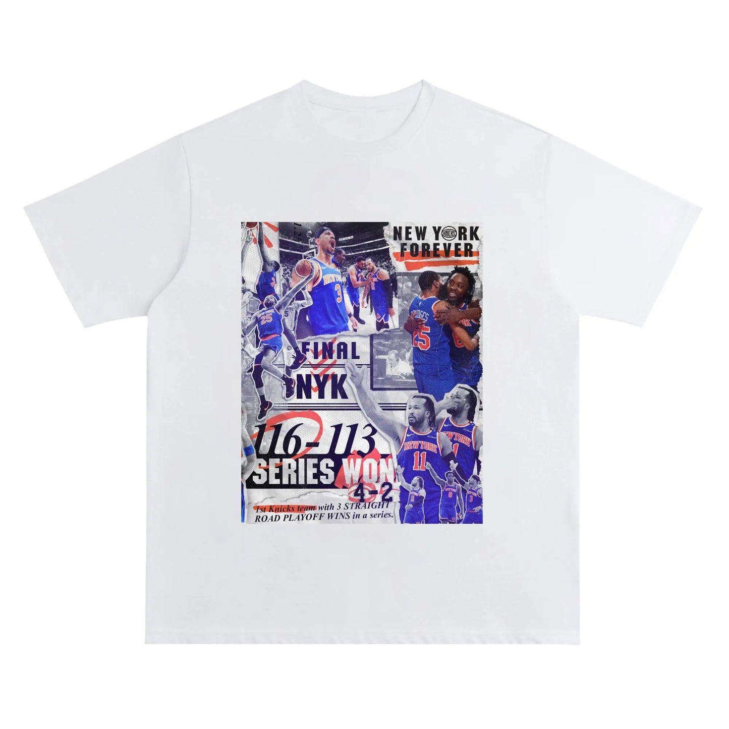 NYK “21-0 Historic Run” Collage Tee -Newspaper collage aesthetic Crew Neck Short-Sleeve T-Shirt Unisex