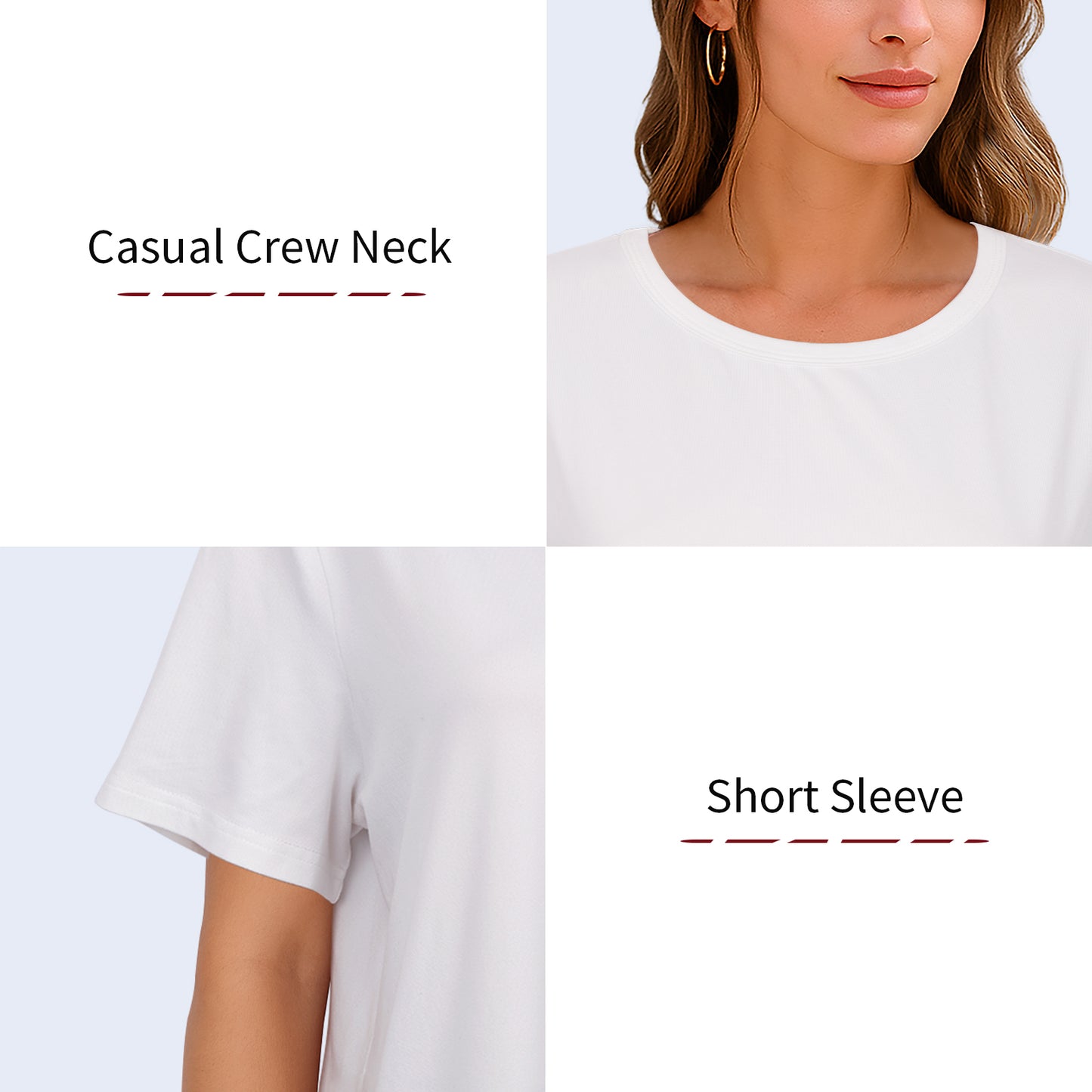 3 Pack Women's Short Sleeve Crew Neck T-Shirt Summer Tops
