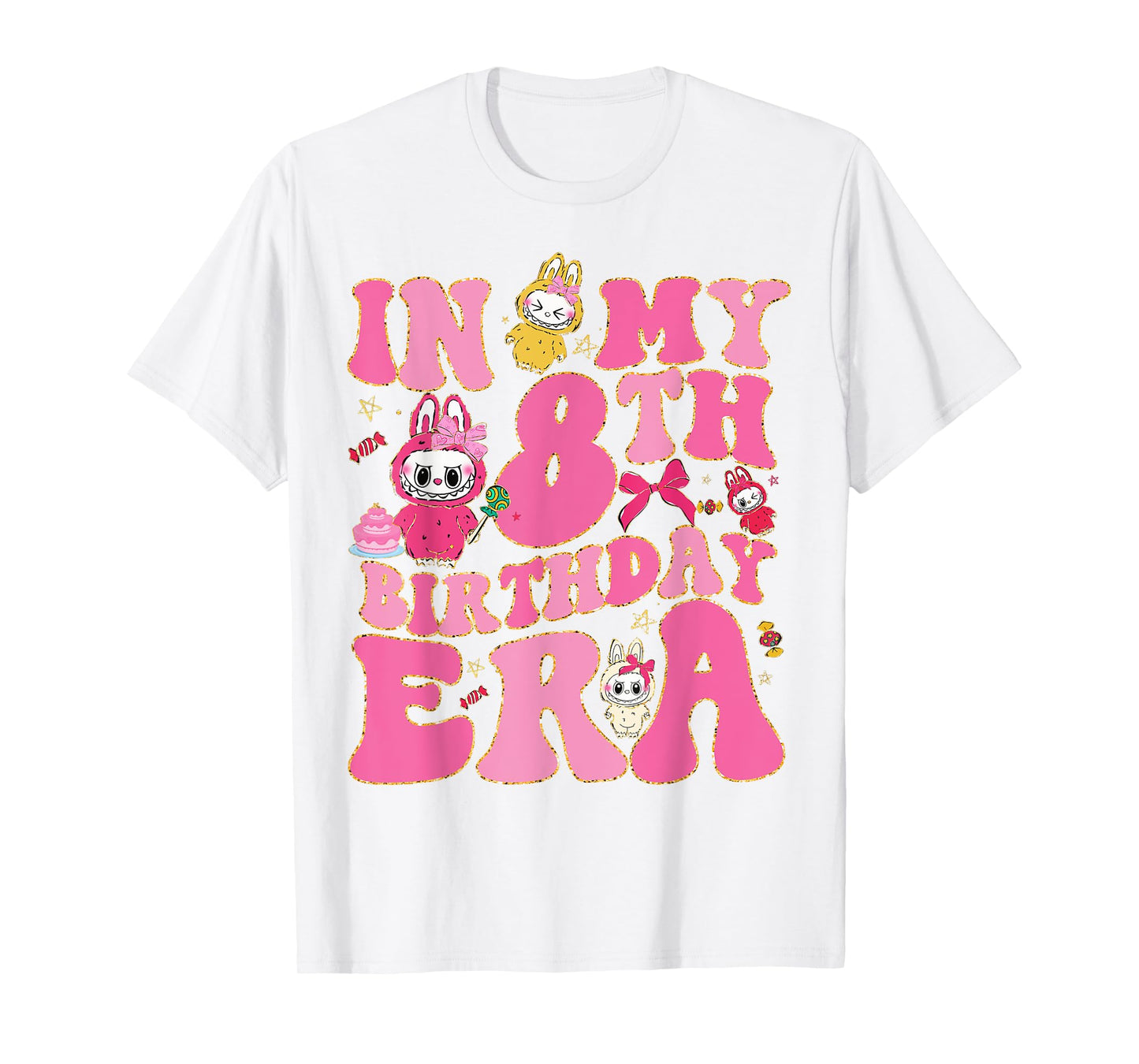 Cute Labubu The Monsters Crew Neck Short Sleeve White T-Shirt Gift for Her