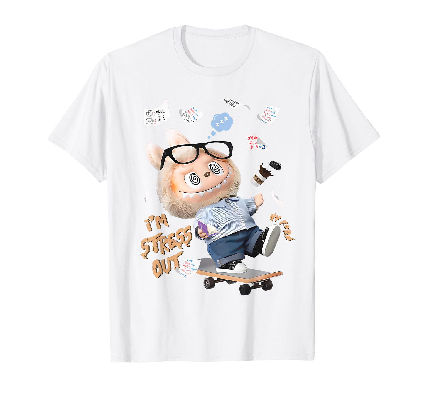 Cute Labubu The Monsters Crew Neck Short Sleeve White T-Shirt Gift for Her