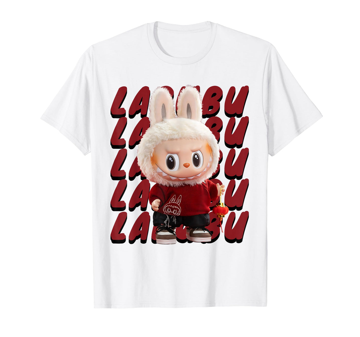 Funny Labubu The Monsters Crew Neck Short Sleeve T-Shirt Gift for Labubu Lover White