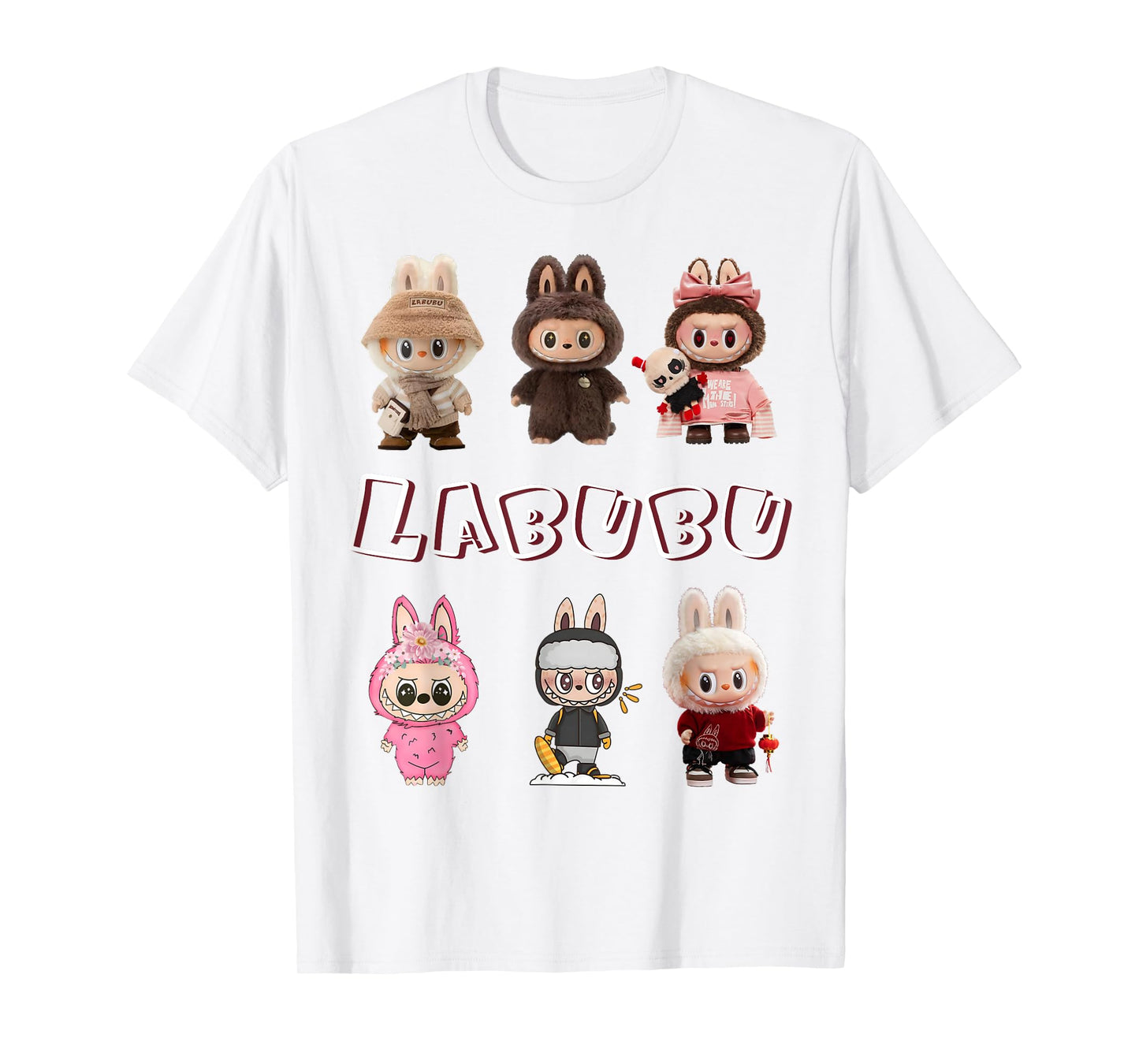 Funny Labubu The Monsters Crew Neck Short Sleeve T-Shirt Gift for Labubu Lover White