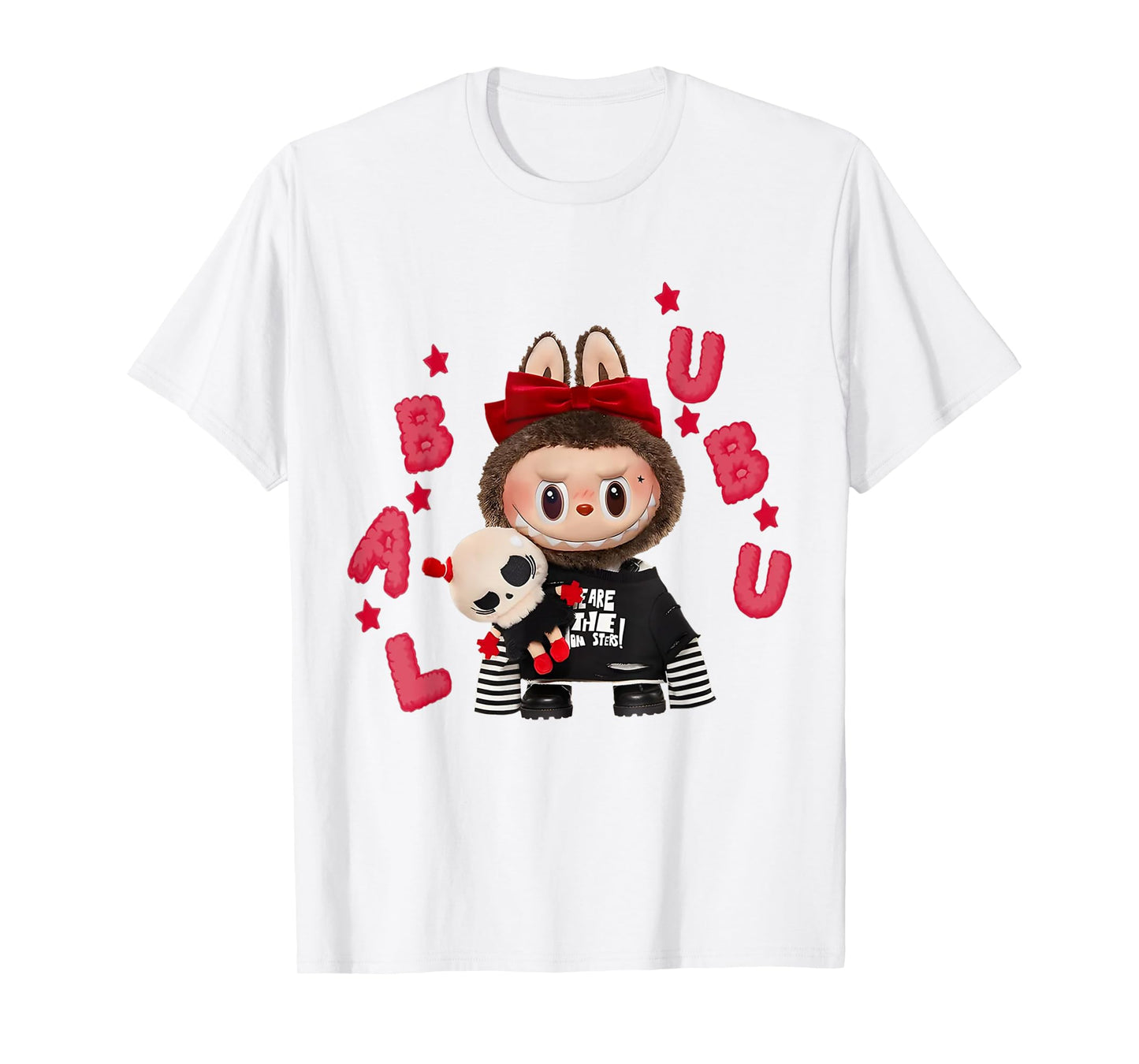 Funny Labubu The Monsters Crew Neck Short Sleeve T-Shirt Gift for Her White