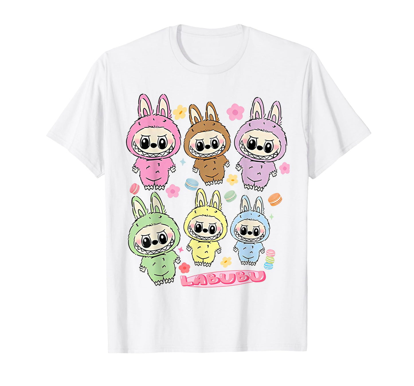Funny Labubu The Monsters Crew Neck Short Sleeve T-Shirt Gift for Labubu Lover White