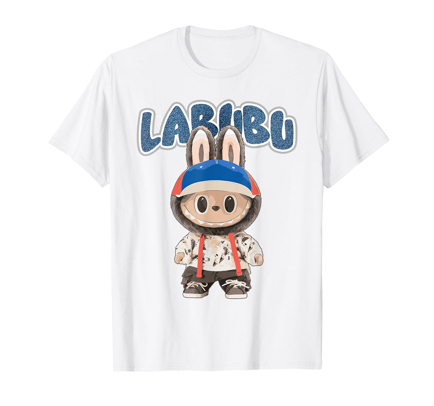 Funny Labubu The Monsters Crew Neck Short Sleeve T-Shirt Gift for Labubu Lover White