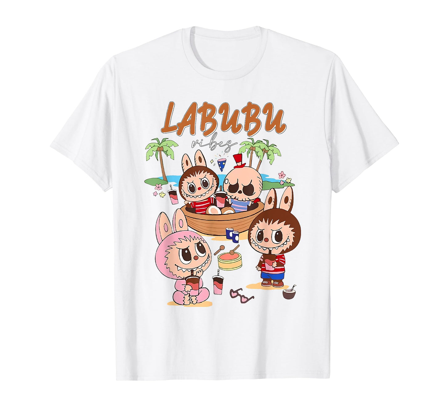Funny Labubu The Monsters Crew Neck Short Sleeve T-Shirt Gift for Her White