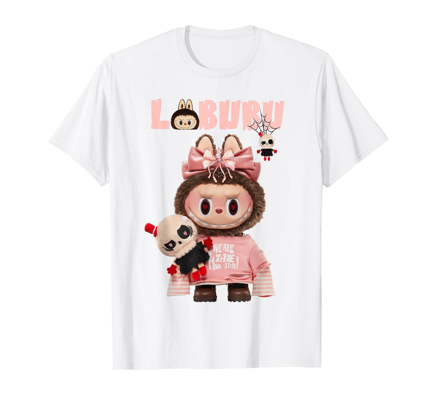 Funny Labubu The Monsters Crew Neck Short Sleeve T-Shirt Gift for Her White