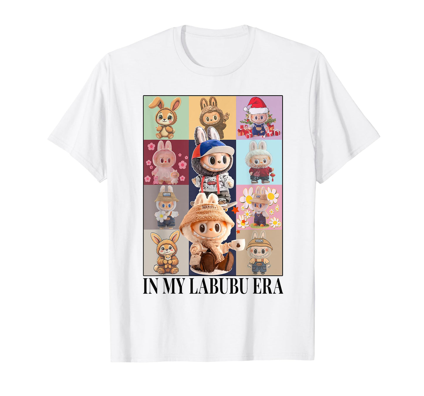 Cute Labubu The Monsters Crew Neck Short Sleeve White T-Shirt Gift for Her