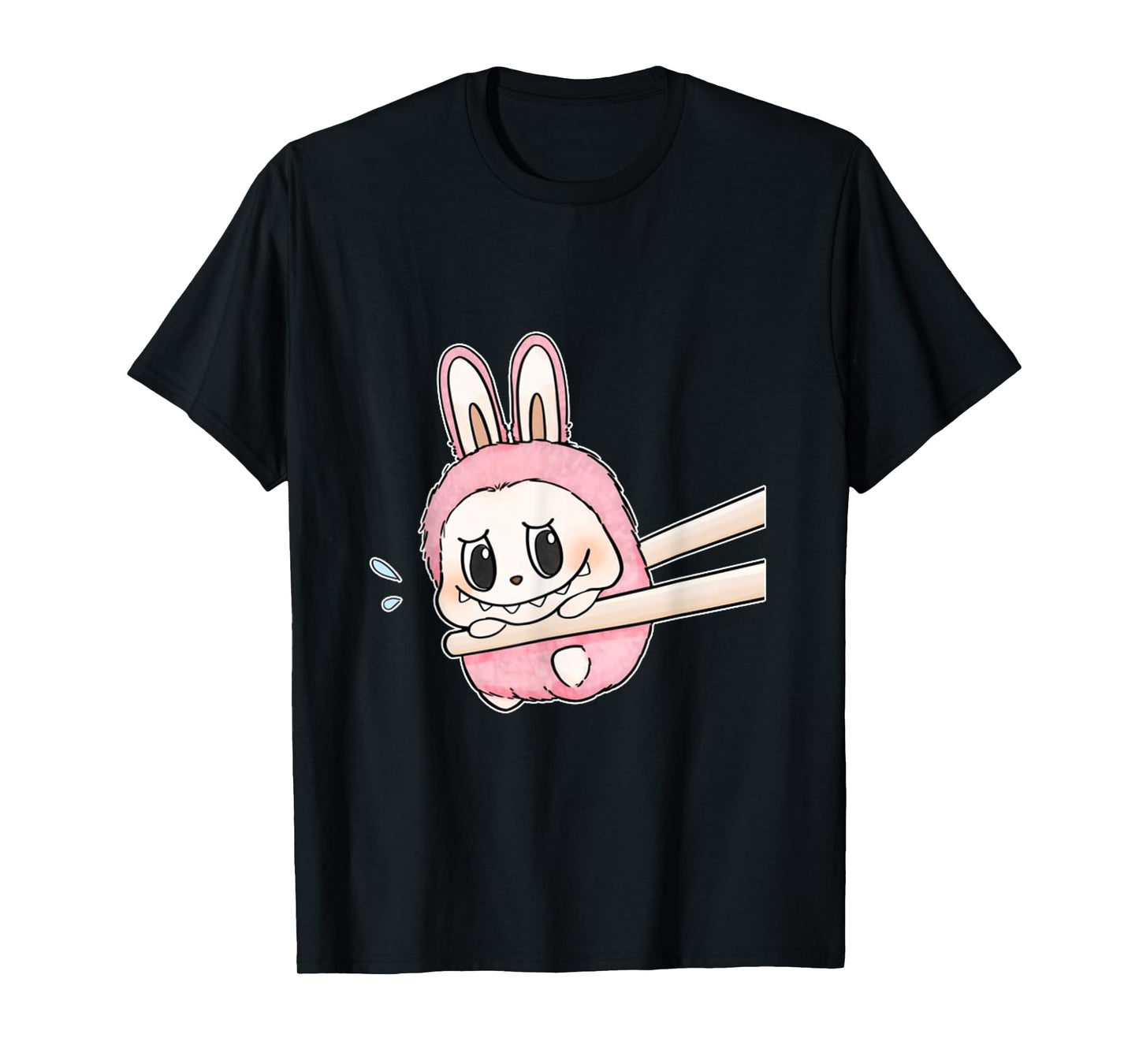 Cute Labubu The Monsters Crew Neck Short Sleeve T-Shirt Gift for Labubu Lover Black