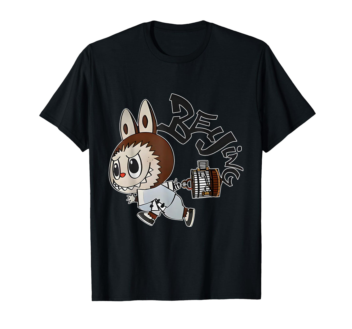 The Monsters Crew Neck Short Sleeve T-Shirt Gift for Labubu Lover Black
