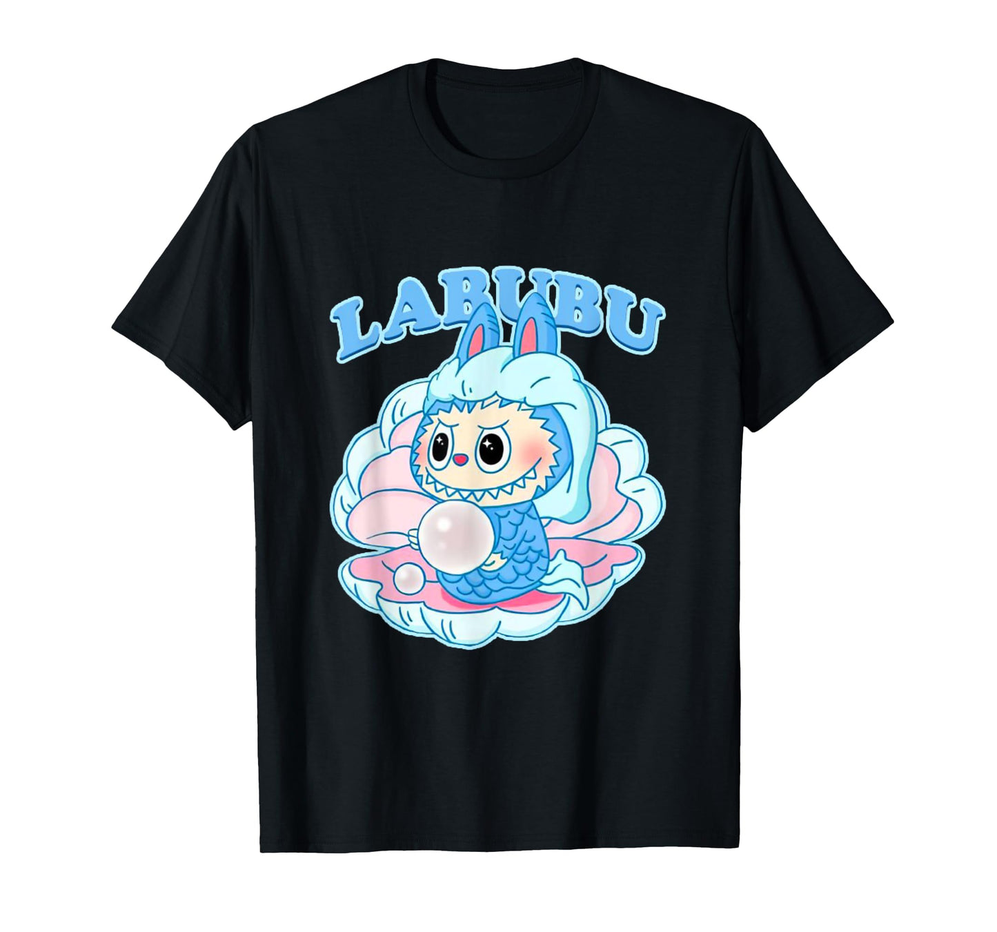 The Monsters Crew Neck Short Sleeve T-Shirt Gift for Labubu Lover Black