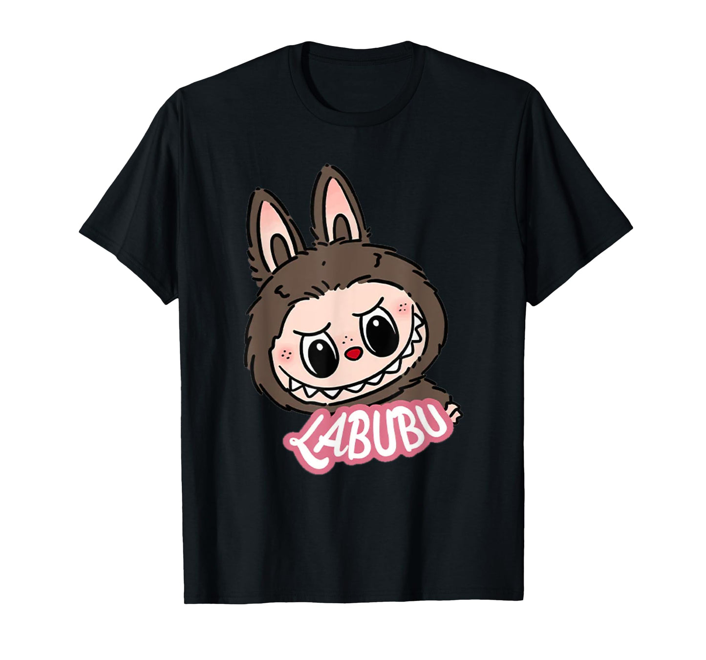 Cute Labubu The Monsters Crew Neck Short Sleeve T-Shirt Gift for Labubu Lover Black