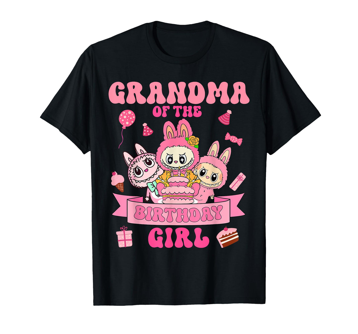 Cute Labubu The Monsters Crew Neck Short Sleeve T-Shirt Gift for Labubu Lover Black