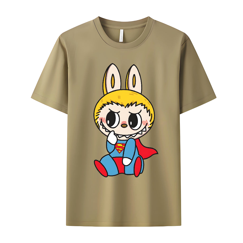 Labubu as Superman The Monsters Crew Neck T-Shirt For Labubu Lover Gifts for Her