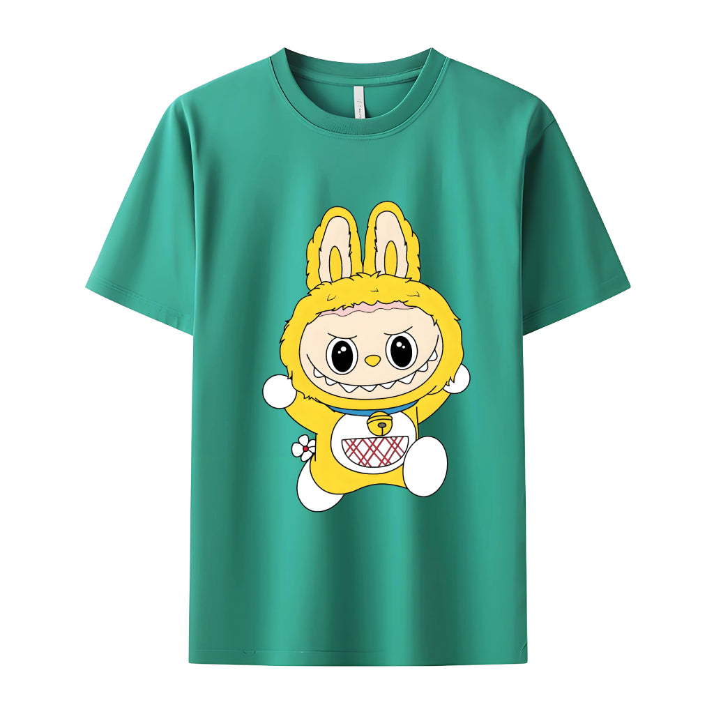 Labubu as Doraemon The Monsters Crew Neck T-Shirt For Labubu Lover