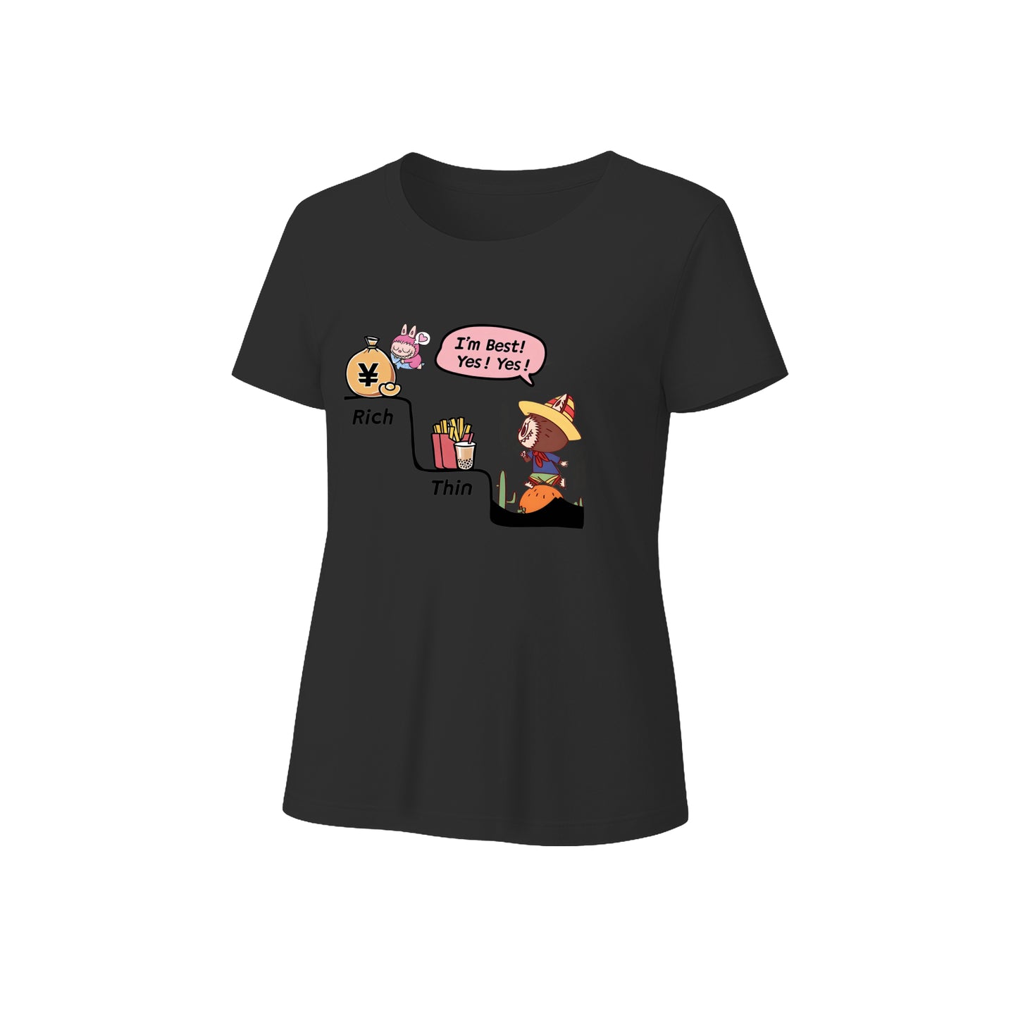Rich and Thin Labubu Graphic T-Shirt Loose Fit Summer Casual Tee