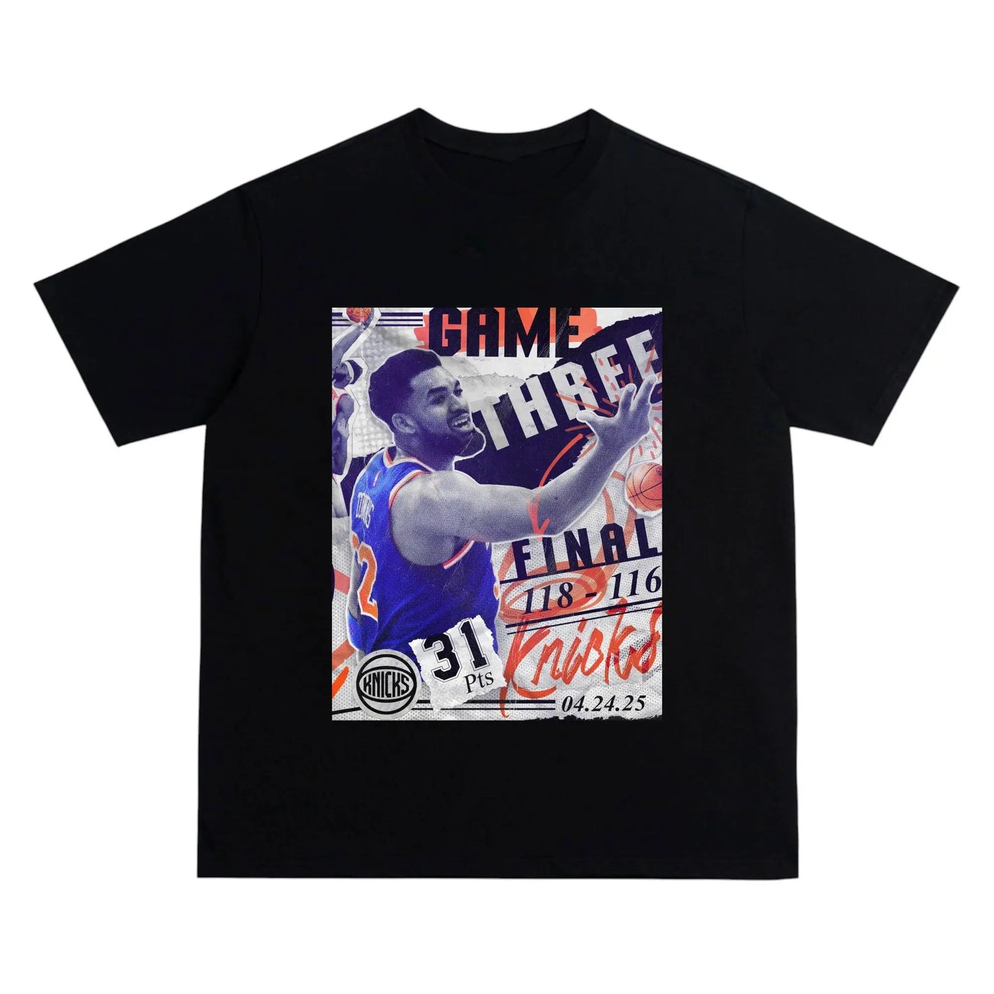 NYK “21-0 Historic Run” Collage Tee -Newspaper collage aesthetic Crew Neck Short-Sleeve T-Shirt Unisex