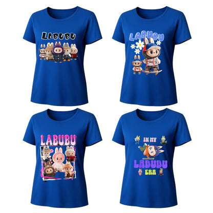 4 Pack 4 Labubu Graphic T-Shirts Loose Fit Short Sleeve Tees For Labubu Lover