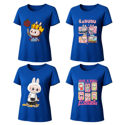 4 Pack Labubu Graphic T-Shirts Loose Fit Short Sleeve Tees For Labubu Lover