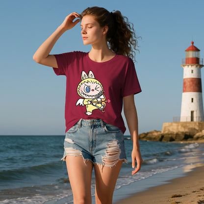 4 Pack Labubu Graphic T-Shirts Loose Fit Short Sleeve Summer Tees