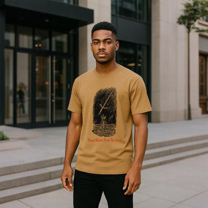 Power Raises From Deep Neck Short-Sleeve T-Shirt Soft & Breathable