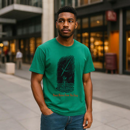 Power Raises From Deep Neck Short-Sleeve T-Shirt Soft & Breathable