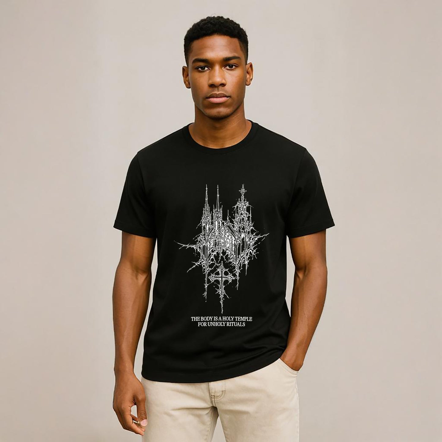The Body Is A Holy Temple For Unholy Rituals Neck Short-Sleeve T-Shirt Soft & Breathable