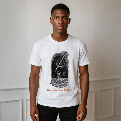 Power Raises From Deep Neck Short-Sleeve T-Shirt Soft & Breathable