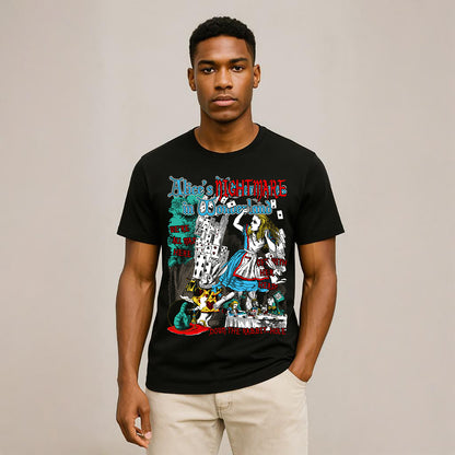 NIGHTMARE IN WONDERLAND CLASSIC ILLUSTRATIONS Crew Neck Short-Sleeve T-Shirt Soft and Breathable
