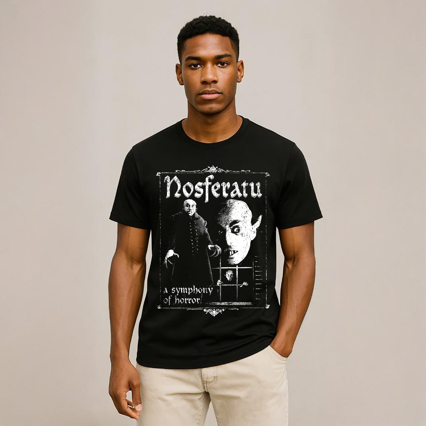 White Framed Nosferatu T-Shirt Soft and Breathable