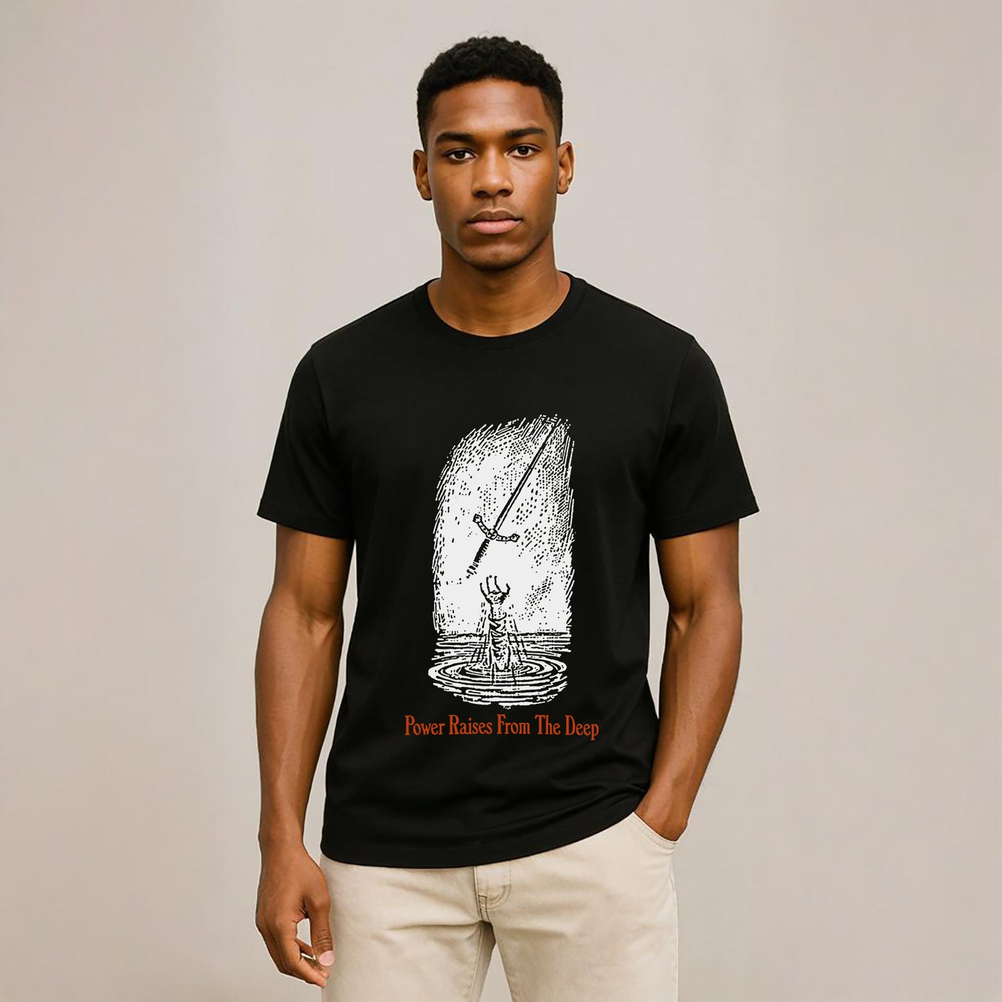 Power Raises From Deep Neck Short-Sleeve T-Shirt Soft & Breathable