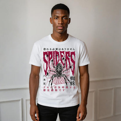 KANJI SPIDERS Crew Neck Short-Sleeve T-Shirt Soft & Breathable