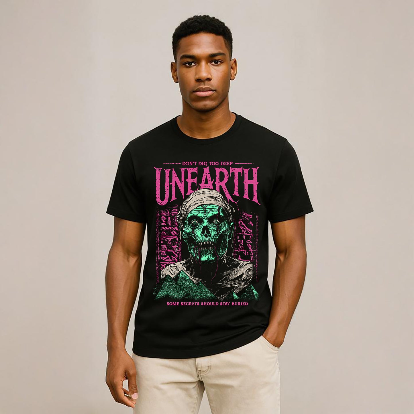 Worm Face Crew Neck Short-Sleeve T-Shirt Soft and Breathable
