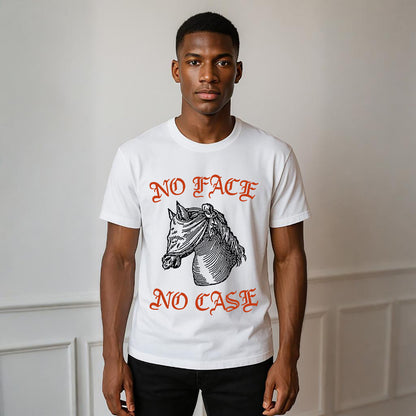 No Face No Case Neck Short-Sleeve T-Shirt Soft & Breathable
