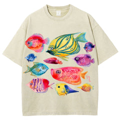 Tropical Fishes Unisex Vintage Washed Tee