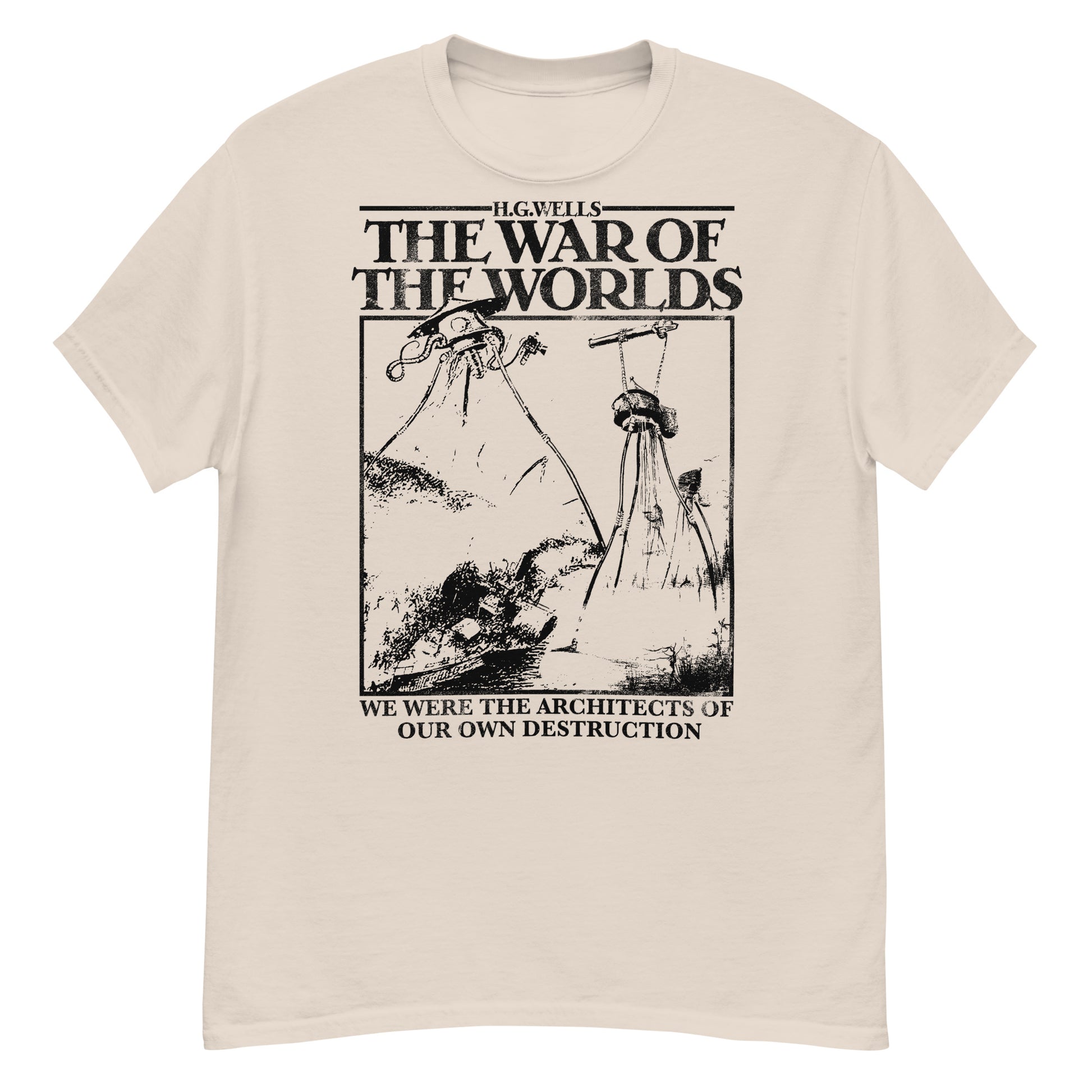 THE WAR OF THE WORLDS BLACK ILLUSTRATIONS Crew Neck Short-Sleeve T-Shirt Soft & Breathable