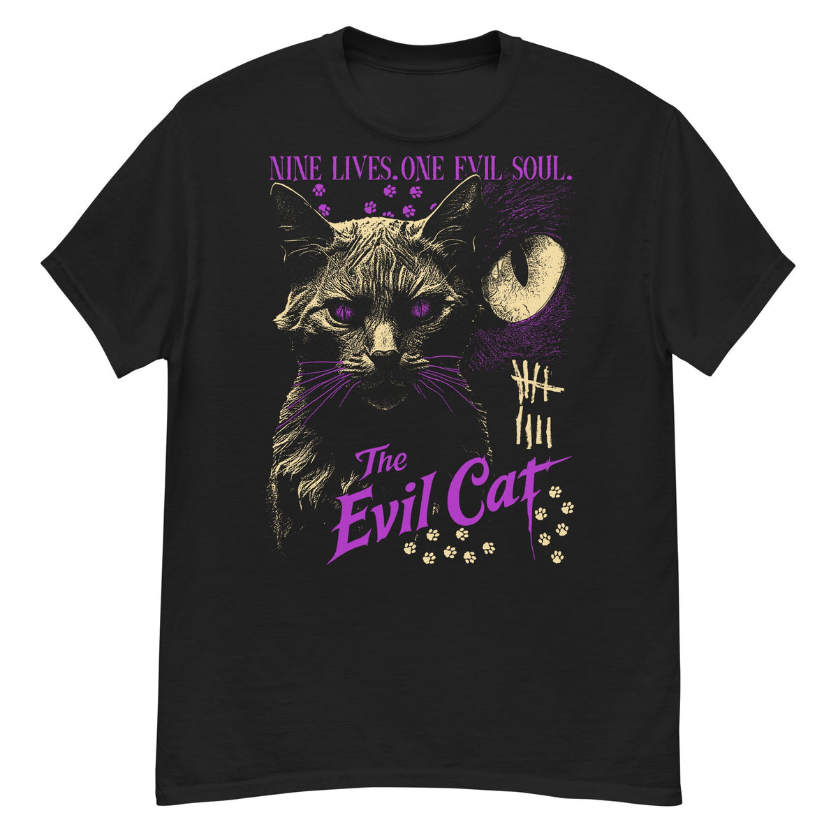 The Evil Cat Crew Neck Short-Sleeve T-Shirt Soft & Breathable